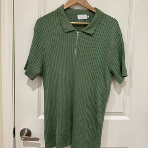 Topman Green Textured Polo Shirt